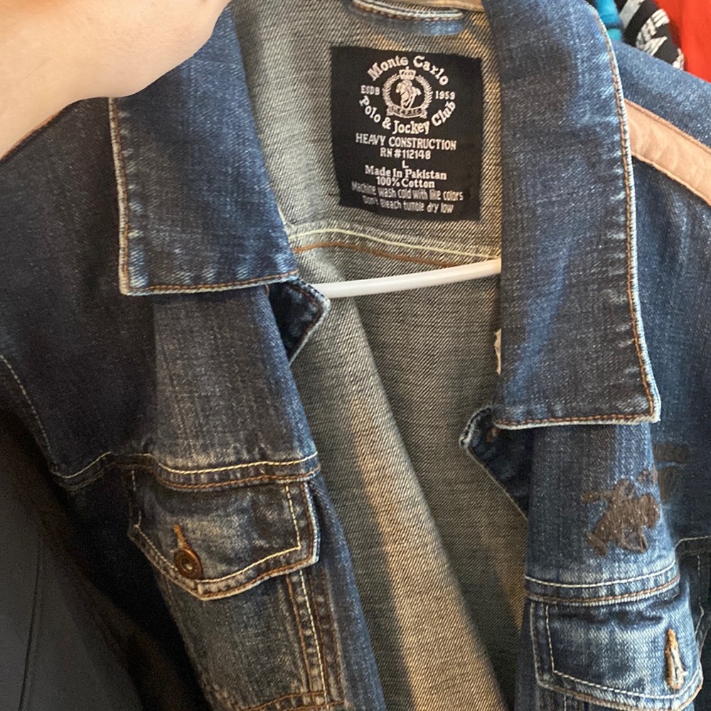 Monte Carlo Polo And jockey Club Mens Large Denim Jacket with leather trim - Picture 1 of 1